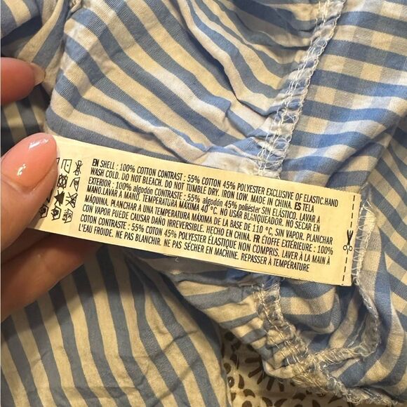 EUC English Factory Gingham Check & Stripe Mixed Blouse Size Medium - Picture 10 of 10